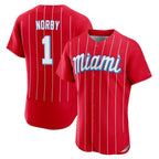 M.Marlins #1 Connor Norby Player Red City Connect Home Limited Elite Fdoa Stitched Jerseys