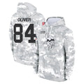 M.Vikings #84 Josh Oliver Player Arctic Camo Salute to Service Pullover Hoodies Limited Game Gdoa Stitched Jerseys