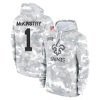 NO.Saints #1 Kool-Aid McKinstry Player Arctic Camo Salute to Service Pullover Hoodies Limited Game Gdoa Stitched Jerseys