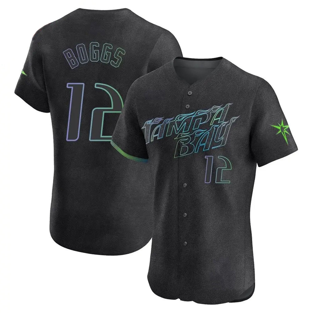 T.Bay Rays #12 Wade Boggs Player Black City Connect Home Limited Elite Fdoa Stitched Jerseys