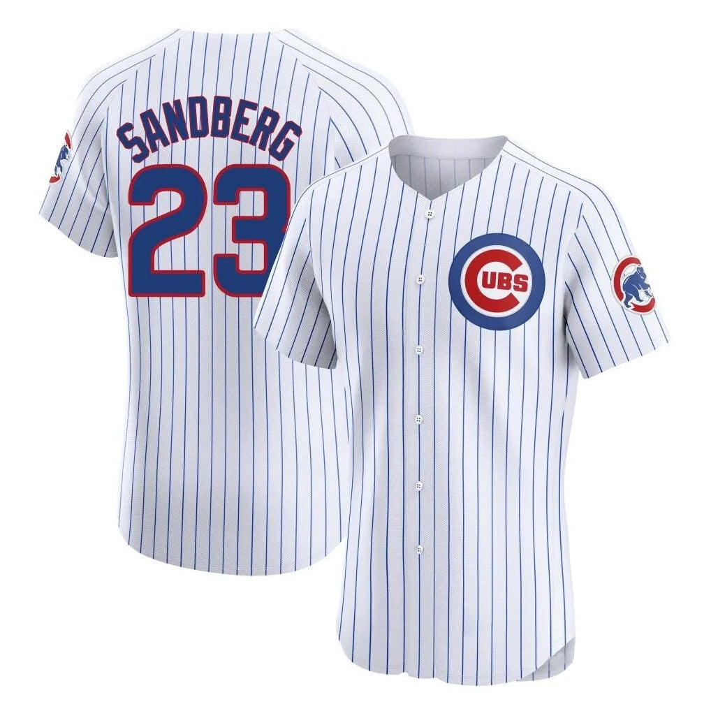 C.Cubs #23 Ryne Sandberg Player White Limited Elite Home Game Gdoa Stitched Jerseys