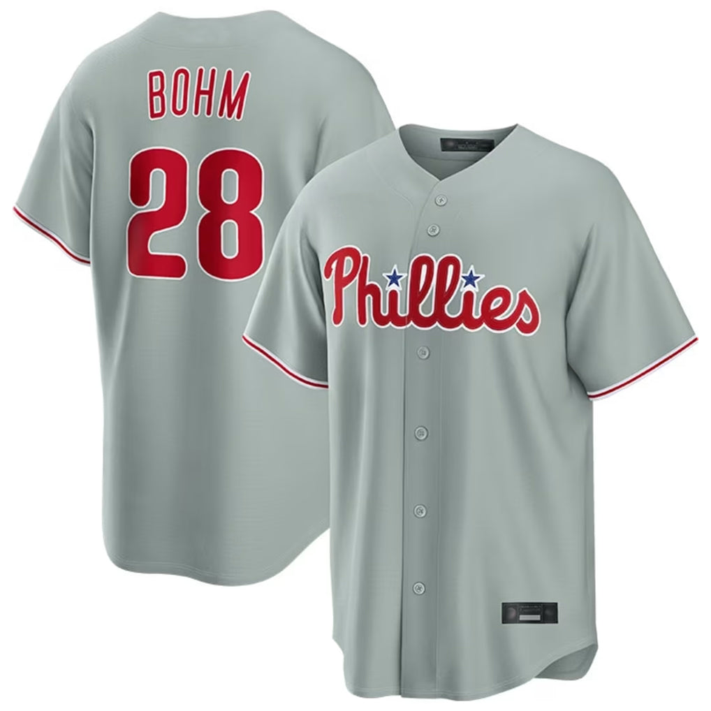 P.Phillies #28 Alec Bohm Player Gray Home Game Fdoa Stitched Jerseys