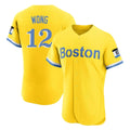 B.Red Sox #12 Connor Wong Player Yellow Limited Elite Home Game Gdoa Stitched Jerseys
