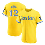 B.Red Sox #12 Connor Wong Player Yellow Limited Elite Home Game Gdoa Stitched Jerseys