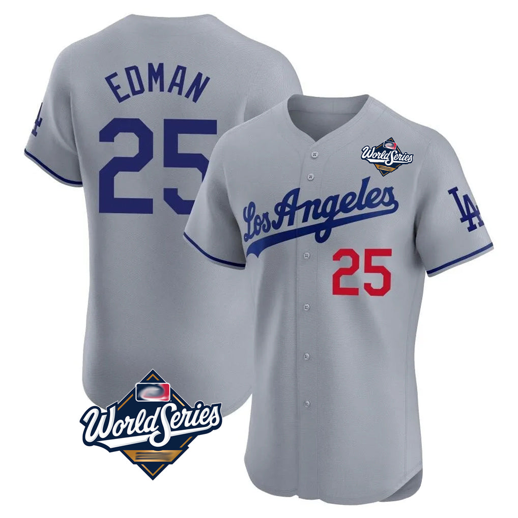 LA.Dodgers #25 Tommy Edman Player Gray World Series Limited Elite Home Fdoa Stitched Jerseys