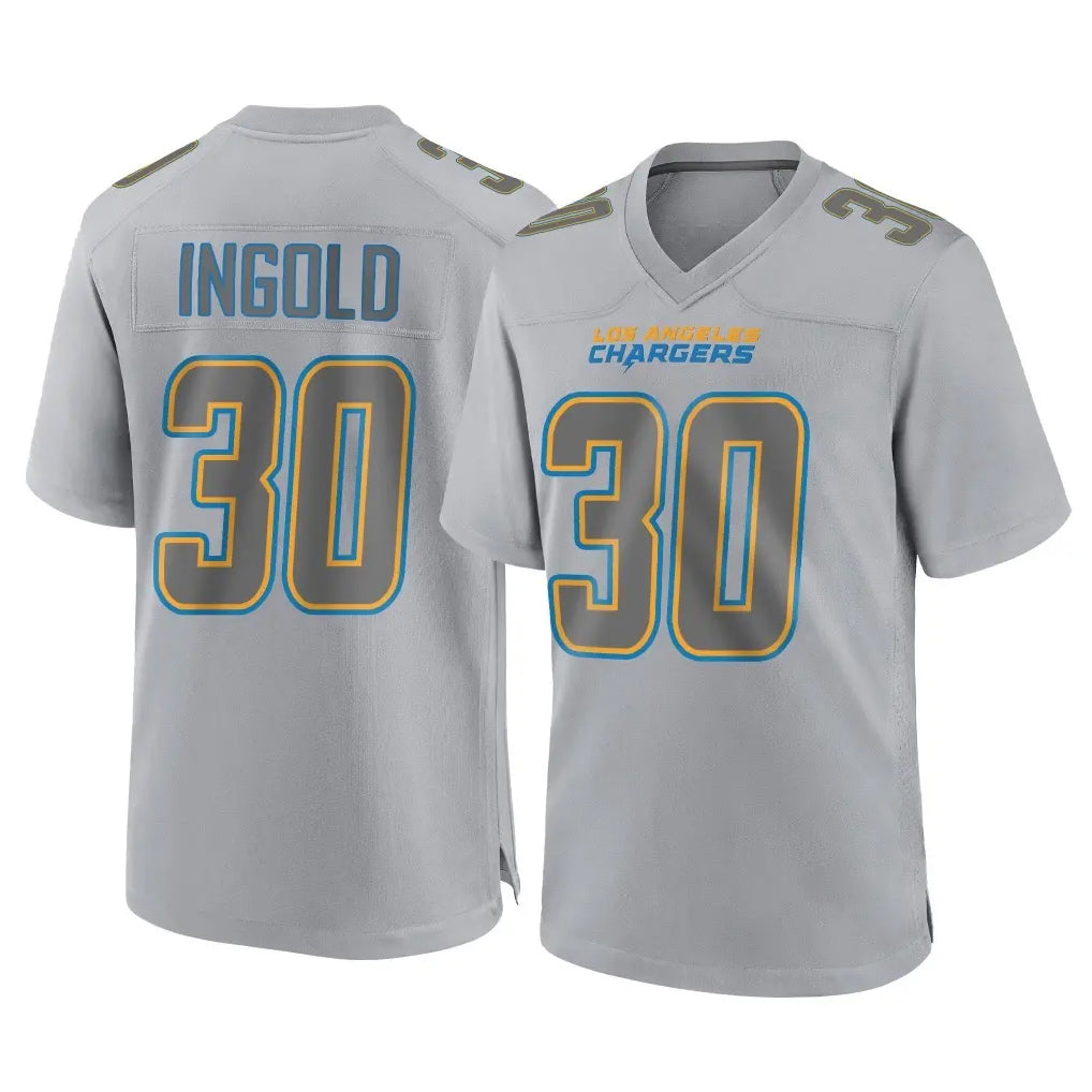 LA.Chargers #30 Alec Ingold Player Gray Atmosphere Fashion Home Game Gdoa Stitched Jerseys