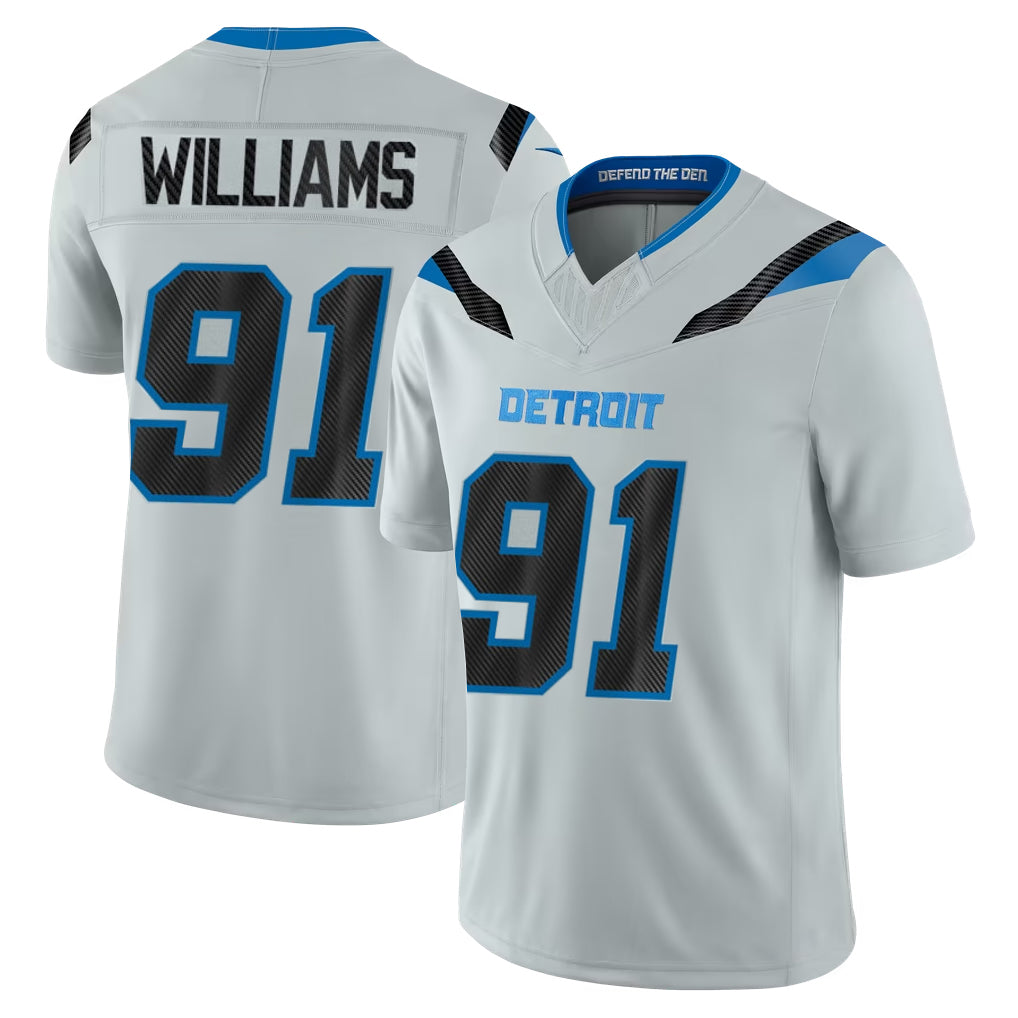D.Lions #91 Tyleik Williams Player Silver Limited 2026 Rivalries Collection Home Game Gdoa Stitched Jerseys