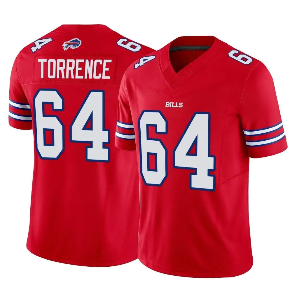 B.Bills #64 O'Cyrus Torrence Player Red Vapor F.U.S.E. Jersey Limited Home Game Gdoa Stitched Jerseys
