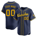 Custom M.Brewers Navy Home Limited Any Name & Number Gdoa Stitched Jerseys