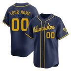 Custom M.Brewers Navy Home Limited Any Name & Number Gdoa Stitched Jerseys
