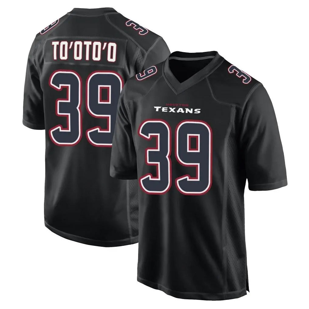 H.Texans #39 Henry To'oTo'o Player Black Fashion Home Game Gdoa Stitched Jerseys