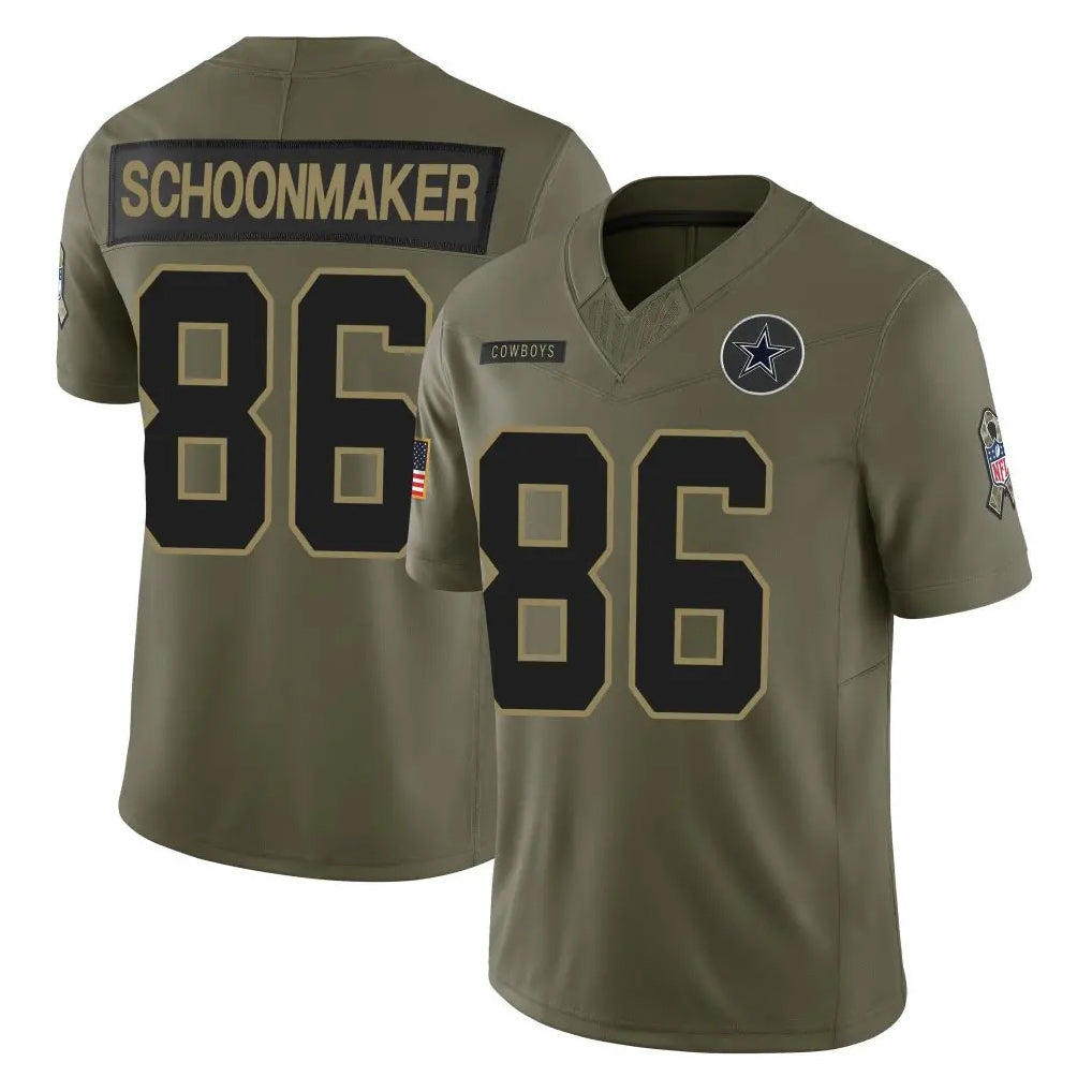 D.Cowboys #86 Luke Schoonmaker Player Olive 2025 Salute to Service Limited Home Game Gdoa Stitched Jerseys
