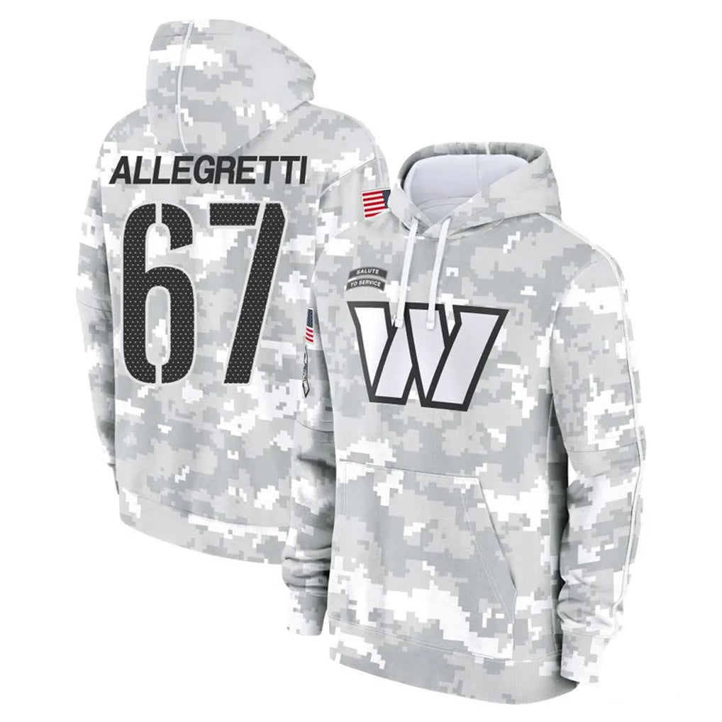 W.Commanders #67 Nick Allegretti Player Arctic Camo Limited Salute to Service Pullover Hoodies Game Gdoa Stitched Jerseys