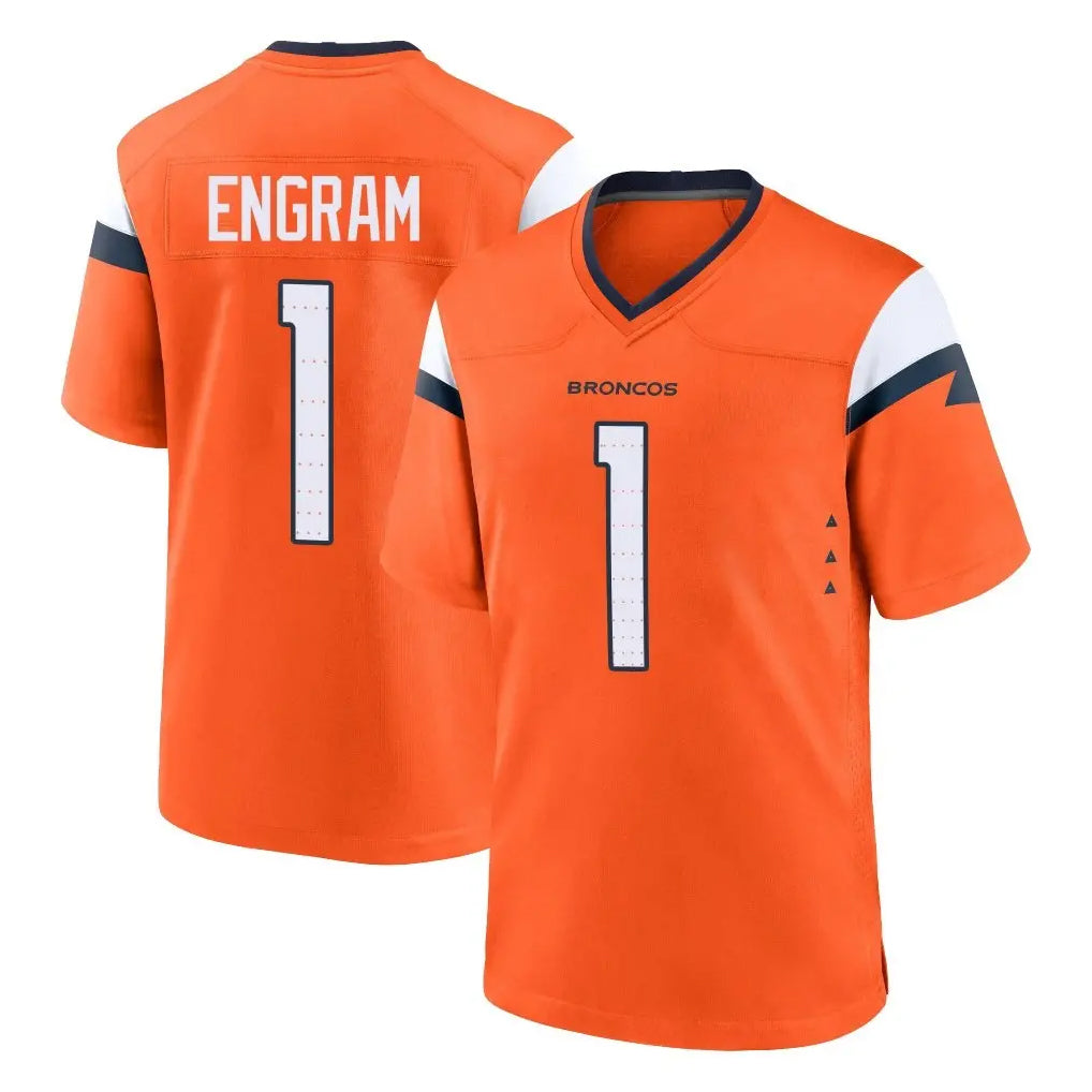 D.Broncos #1 Evan Engram Player Orange Home Game Gdoa Stitched Jerseys