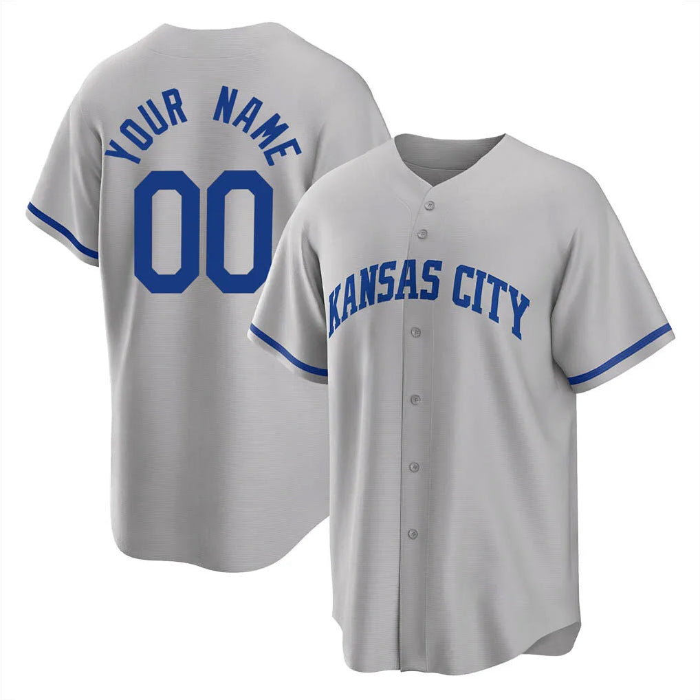 Custom KC.Royals Gray Home Game Any Name & Number Gdoa Stitched Jerseys