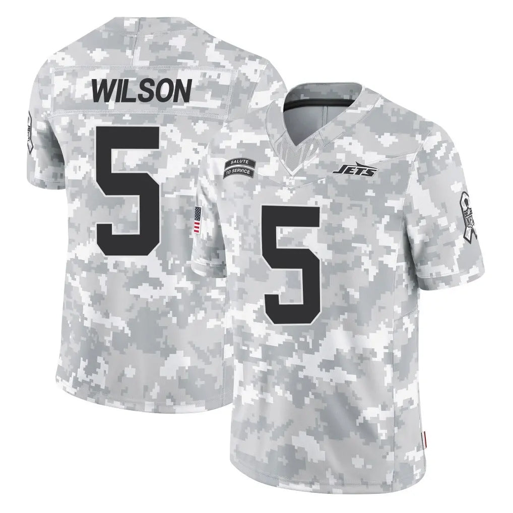 NY.Jets #5 Garrett Wilson Player Arctic Camo Salute to Service Limited Game Gdoa Stitched Jerseys
