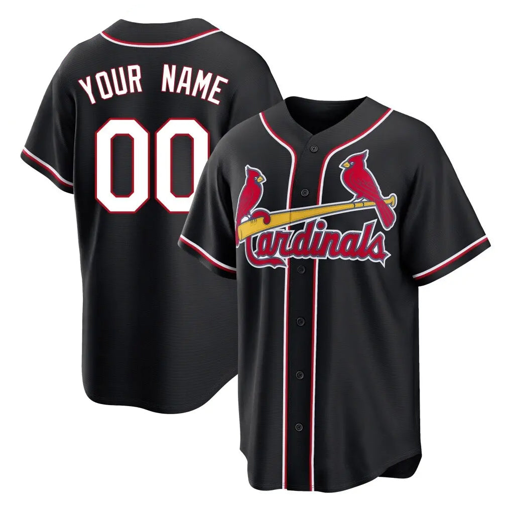 Custom St. Louis Cardinals Black Carbon Fashio Home Game Any Name & Number Gdoa Stitched Jerseys