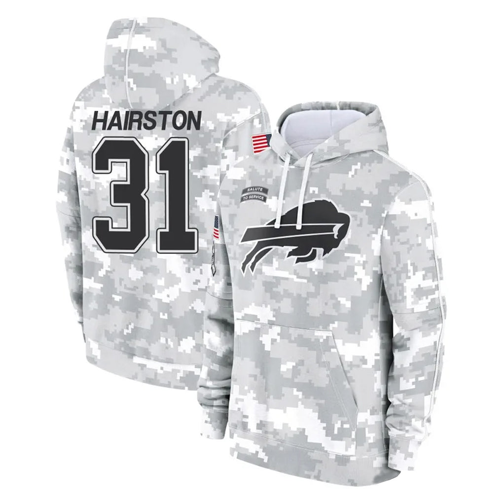 B.Bills #31 Maxwell Hairston Player Arctic Camo Salute to Service Hoodies Limited Gdoa Stitched Jerseys