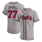 A.Braves #77 Joe Jimenez Player Gray Limited Elite Home Game Gdoa Stitched Jerseys
