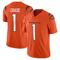 C.Bengals #1 Ja'Marr Chase Player Orange Vapor F.U.S.E. Limited Home Game Gdoa Stitched Jerseys