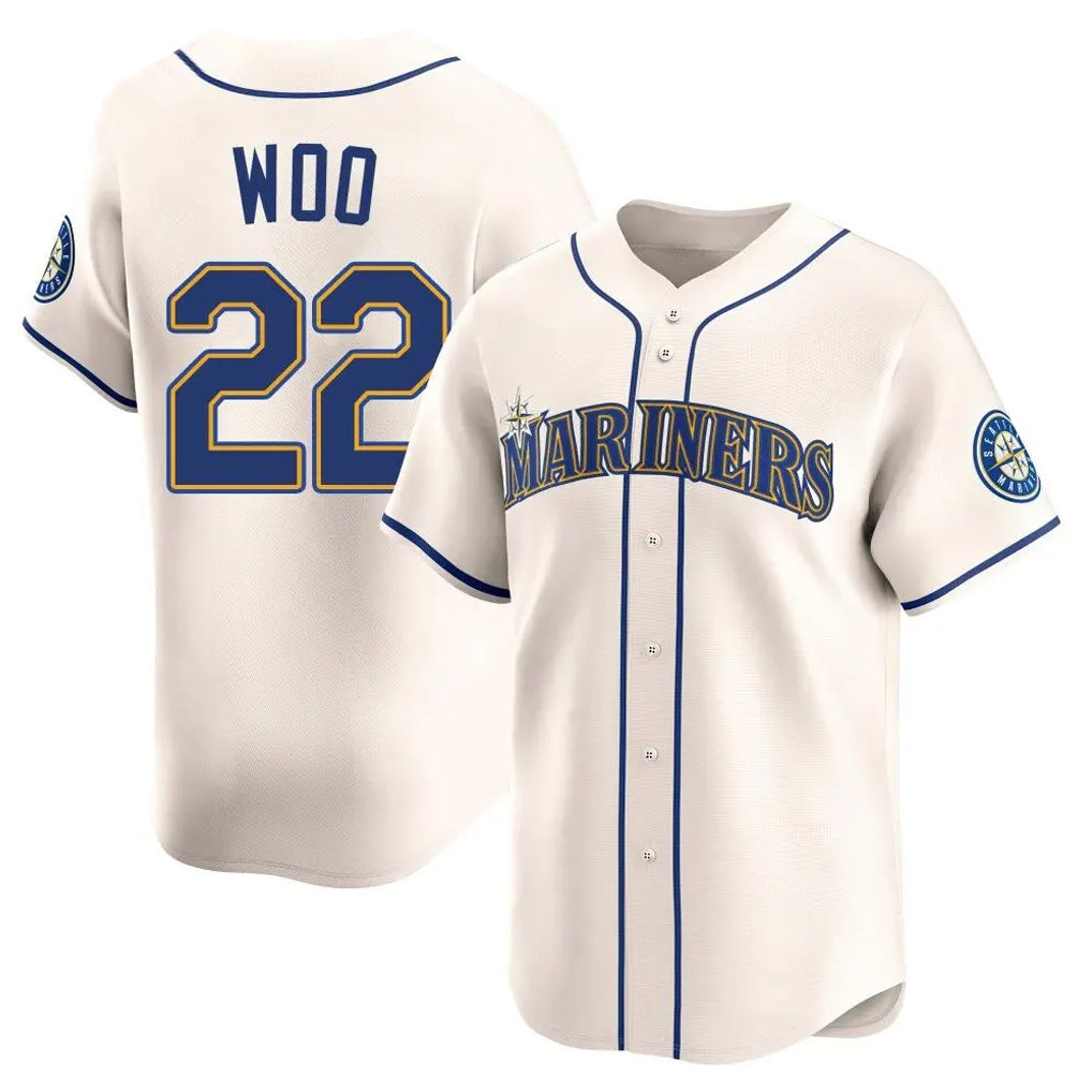 S.Mariners #22 Bryan Woo Player Cream Home Limited Fdoa Stitched Jerseys