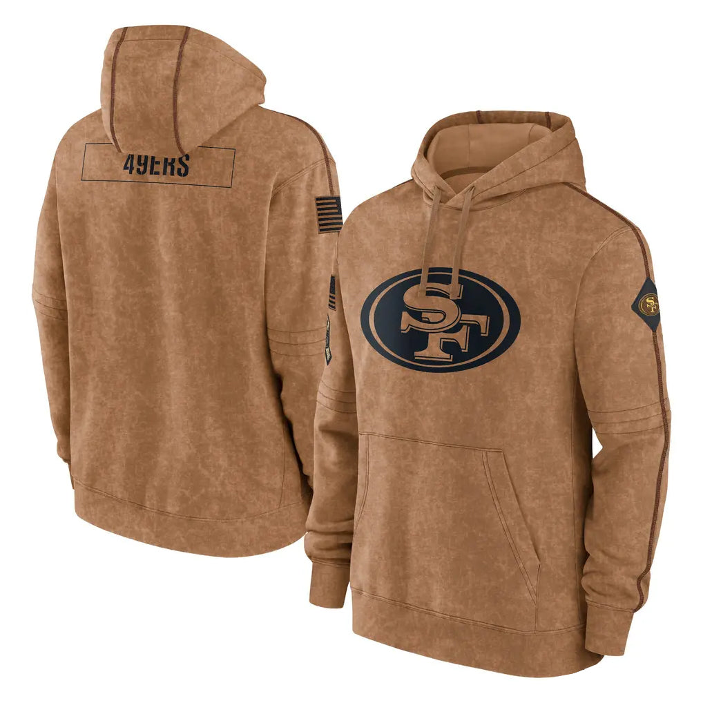 SF.49ers ## 49ers Blank Player Brown Limited Salute to Service Pullover Hoodies Game Gdoa Stitched Jerseys
