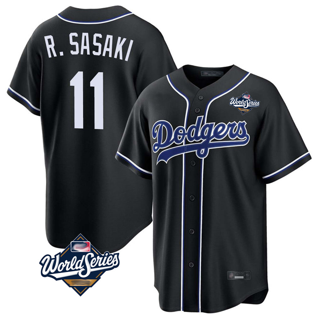 LA.Dodgers #11 Roki Sasaki Player Black World Series Carbon Limited Home Fdoa Stitched Jerseys