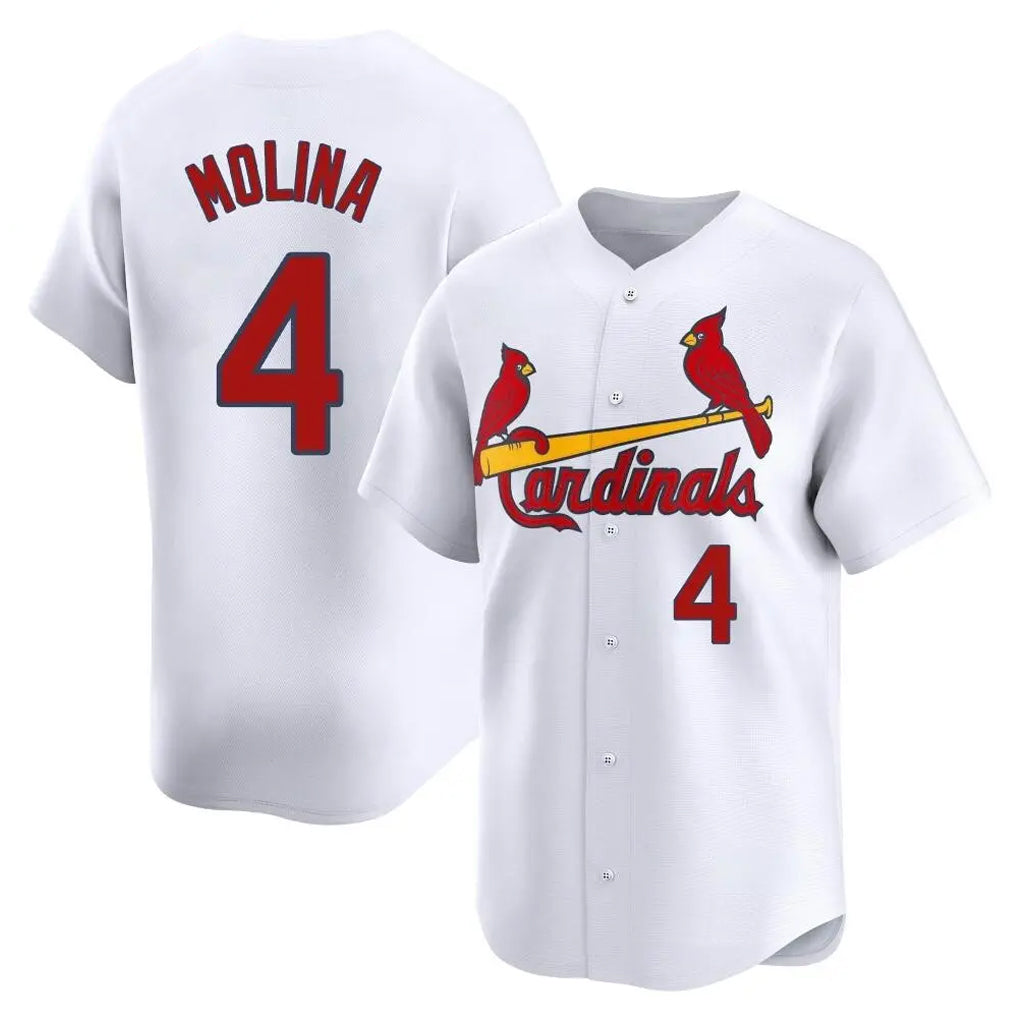 St. Louis Cardinals #4 Yadier Molina Player White Home Limited Fdoa Stitched Jerseys