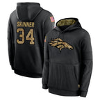 D.Broncos #34 JL Skinner Player Black Salute to Service Pullover Hoodies Limited Gdoa Stitched Jerseys