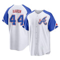 A.Braves #44 Hank Aaron Player White City Connect Home Game Gdoa Stitched Jerseys