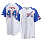A.Braves #44 Hank Aaron Player White City Connect Home Game Gdoa Stitched Jerseys