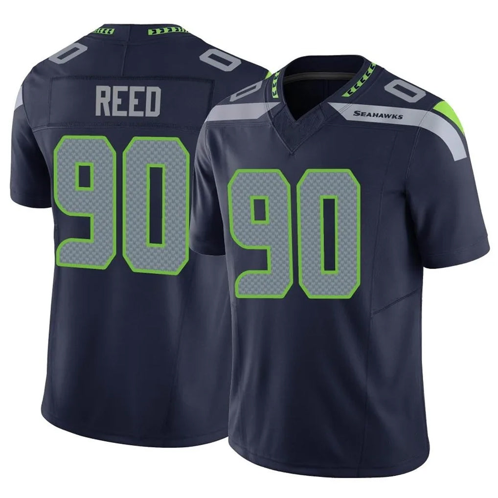 S.Seahawks #90 Jarran Reed Player Navy Limited Vapor F.U.S.E. Home Game Gdoa Stitched Jerseys