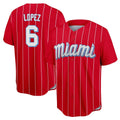M.Marlins #6 Otto Lopez Player Red City Connect Home Game Fdoa Stitched Jerseys