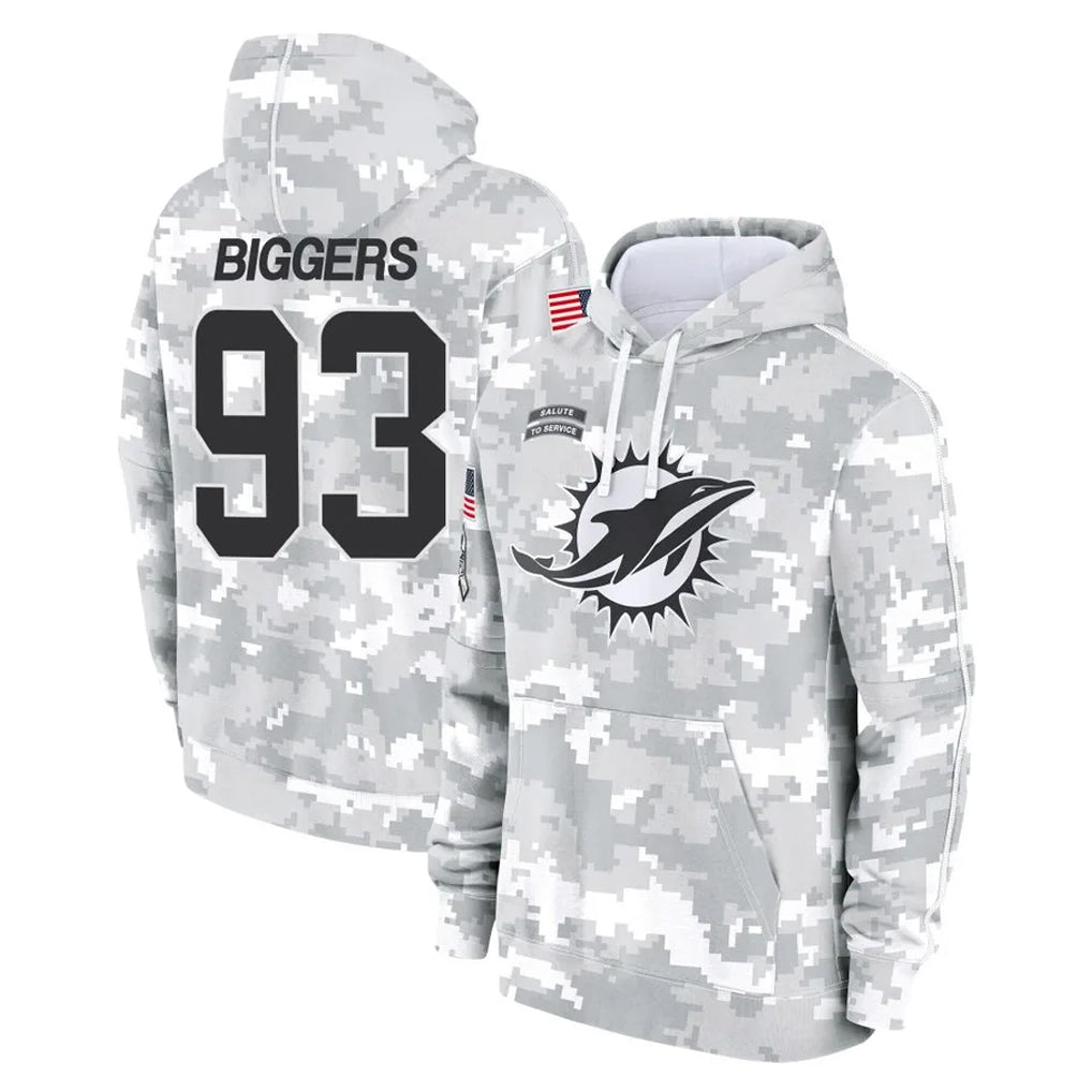 M.Dolphins #93 Zeek Biggers Player Arctic Camo Salute to Service Hoodies Limited Game Gdoa Stitched Jerseys