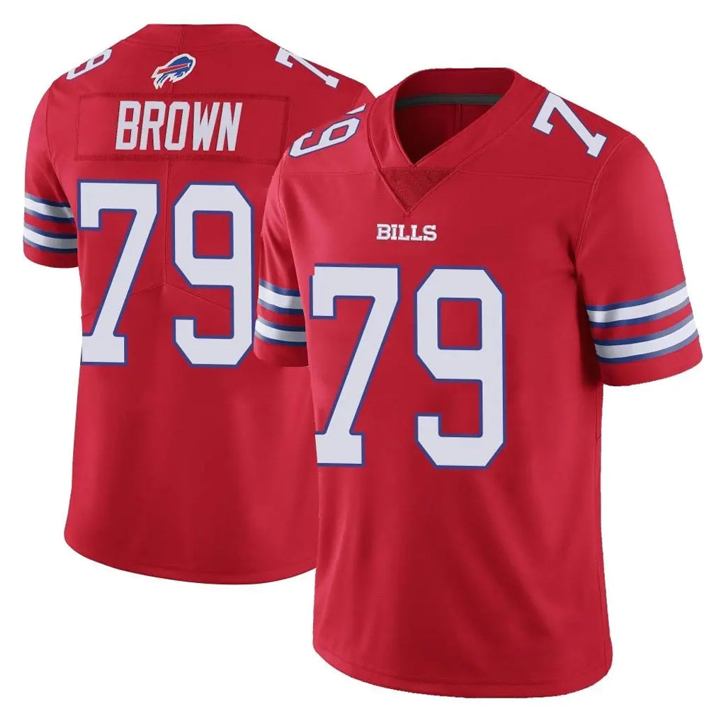 B.Bills #79 Spencer Brown Player Red Vapor Untouchable Limited Gdoa Stitched Jerseys