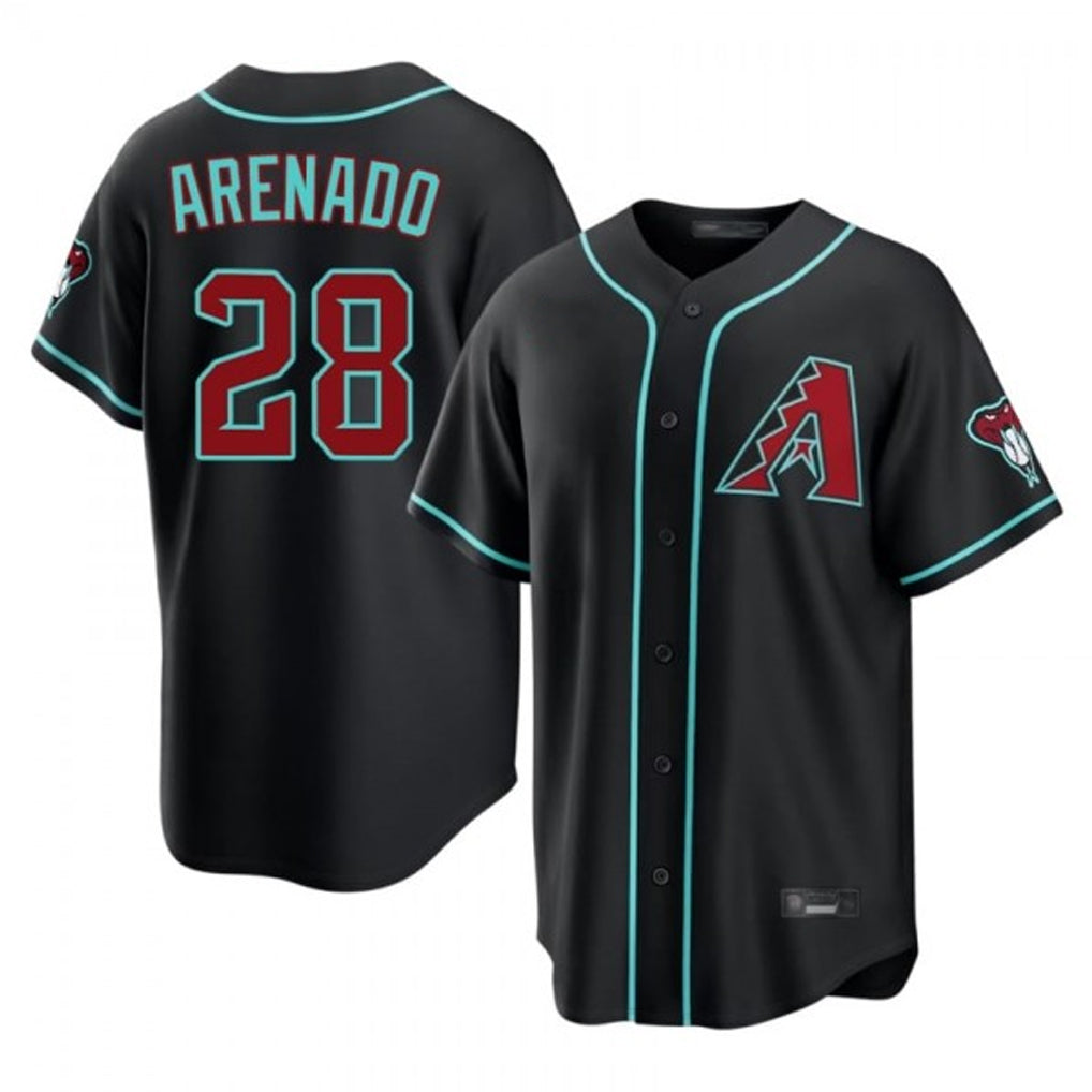 A.Diamondbacks #28 Nolan Arenado Player Black Fashion Home Game Gdoa Stitched Jerseys