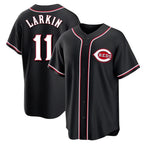 C.Reds #11 Barry Larkin Player Black Fashion Out Home Game Gdoa Stitched Jerseys