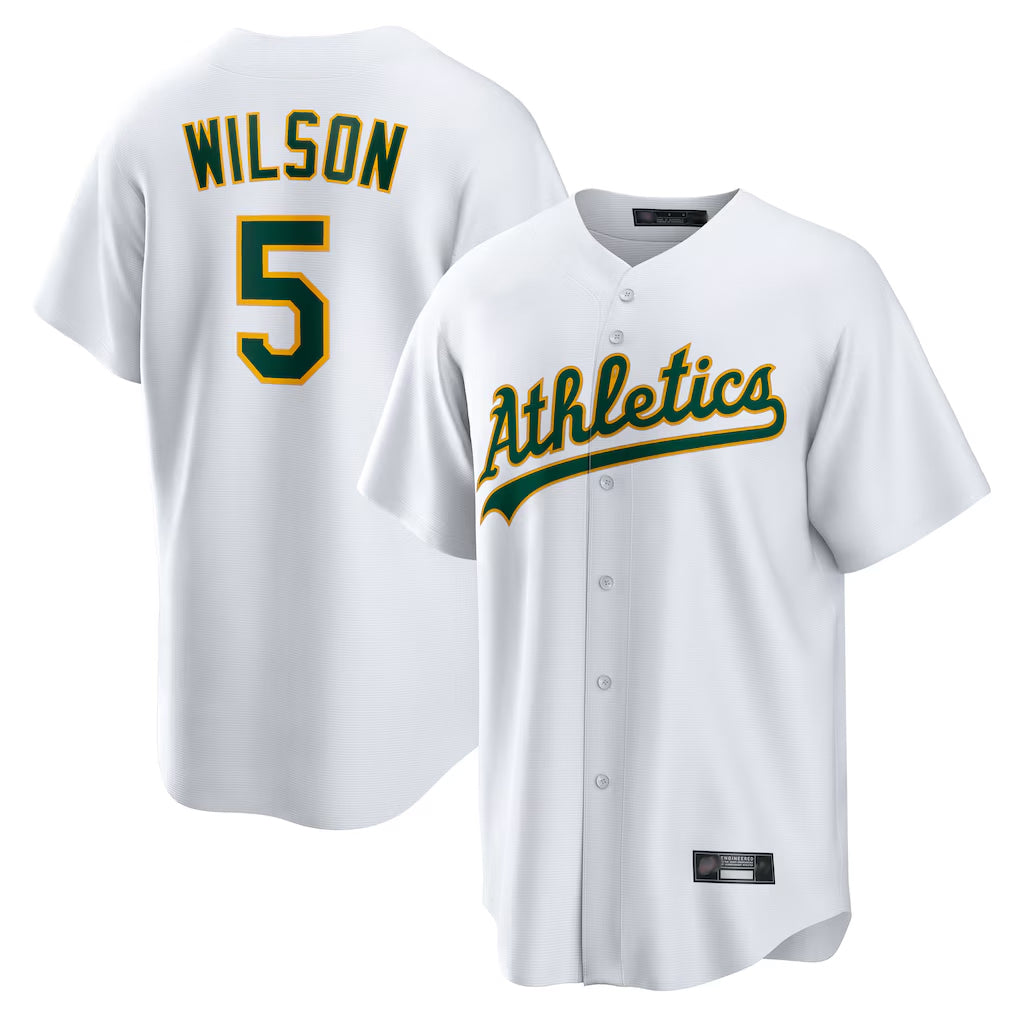Athletics #5 Jacob Wilson Player White Home Game Gdoa Stitched Jerseys