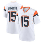 D.Broncos #15 Nik Bonitto Player White Home Game Ddoa Stitched Jerseys