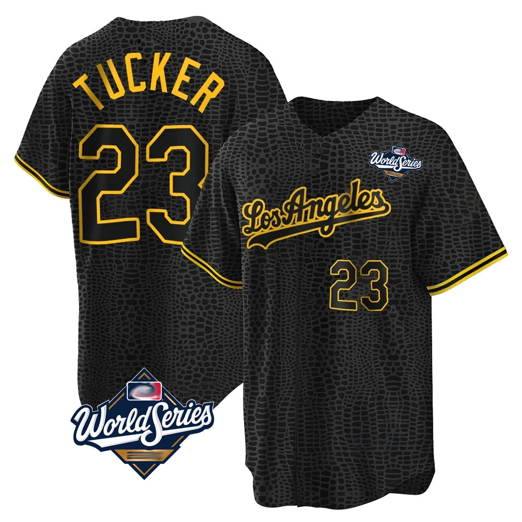 LA.Dodgers #23 Kyle Tucker Player Black Gold World Series Limited Home Fdoa Stitched Jerseys