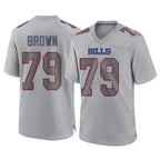 B.Bills #79 Spencer Brown Player Gray Home Game Gdoa Stitched Jerseys