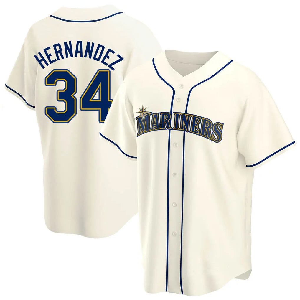S.Mariners #34 Felix Hernandez Player Cream Home Game Fdoa Stitched Jerseys