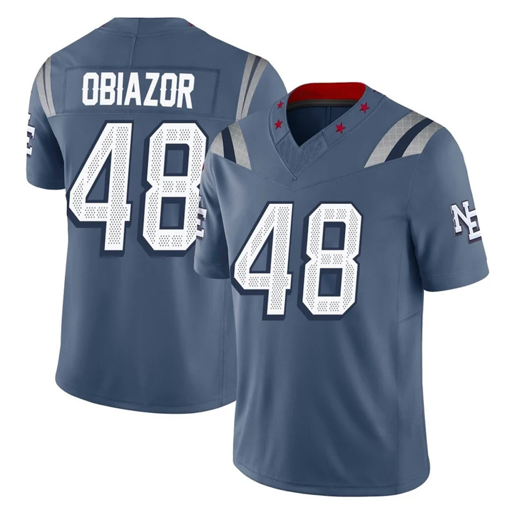 NE.Patriots #48 Namdi Obiazor Player Blue Limited Rivalries Collection Home Game Gdoa Stitched Jerseys