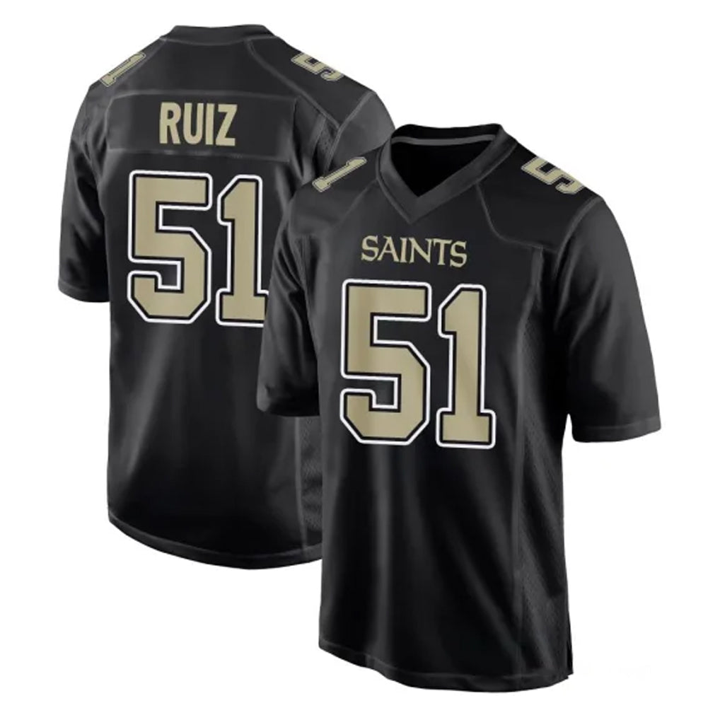 NO.Saints #51 Cesar Ruiz Player Black Carbon Fashion Home Game Gdoa Stitched Jerseys