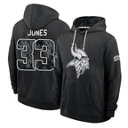 MN.Vikings #33 Aaron Jones Sr. Player 2026 Black Logo Pullover Hoodies Limited Game Gdoa Stitched Jerseys