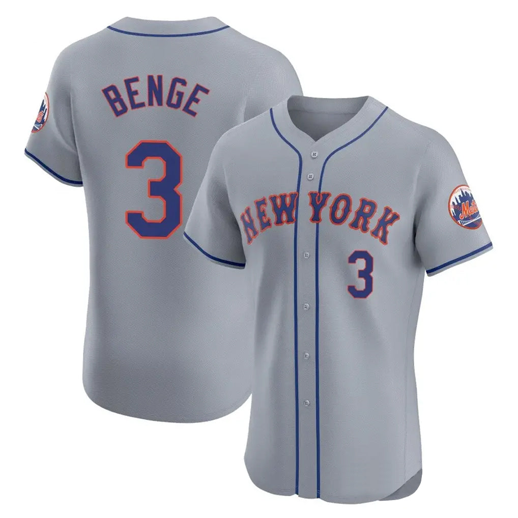 NY.Mets #3 Carson Benge Player Gray Road Limited Elite Home Fdoa Stitched Jerseys