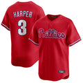P.Phillies #3 Bryce Harper Player Red Home Limited Fdoa Stitched Jerseys