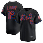 NY.Mets #12 Francisco Lindor Player Black Alternate Home Limited Fdoa Stitched Jerseys