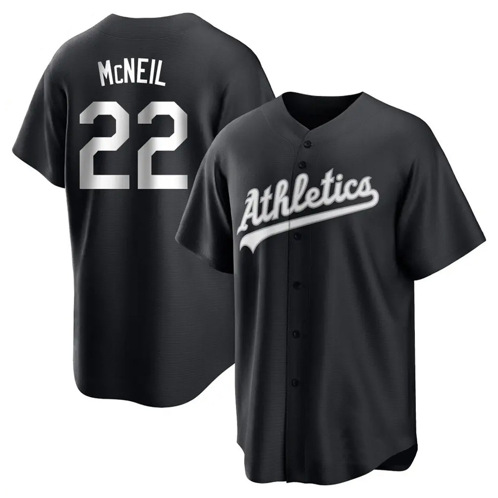 Athletics #22 Jeff McNeil Player Black Fashion Home Game Gdoa Stitched Jerseys