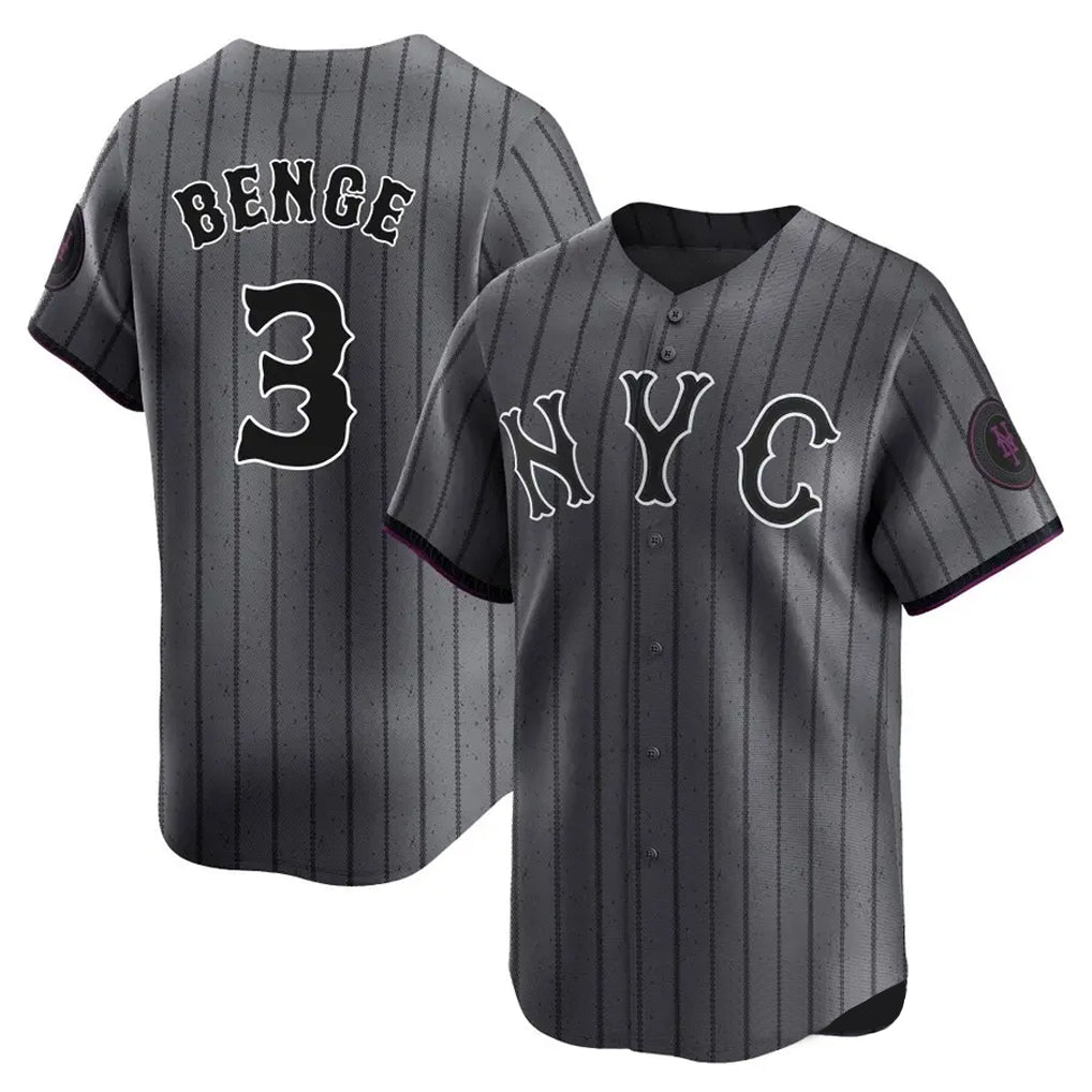 NY.Mets #3 Carson Benge Player Gray City Connect Limited Fdoa Stitched Jerseys